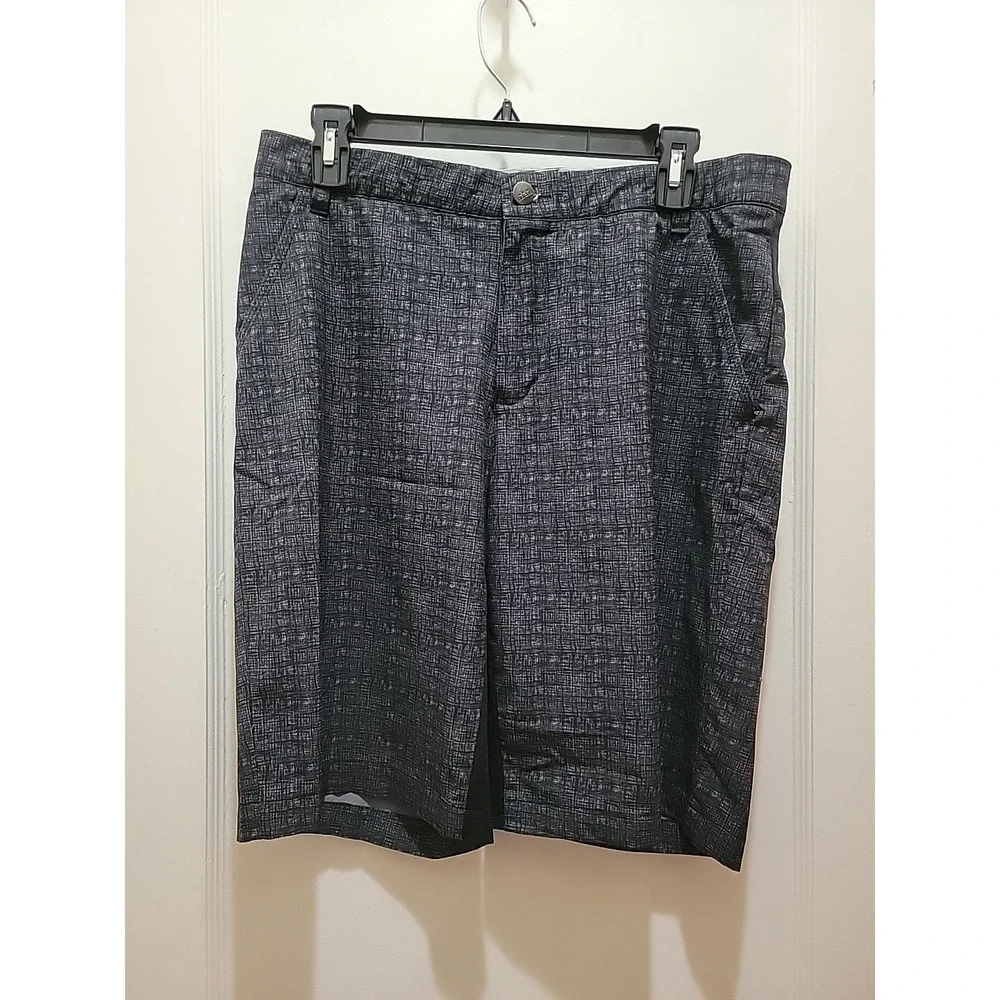Adidas Golf Shorts Mens 32 Polyester Wicking Performance Black Gray Abstract